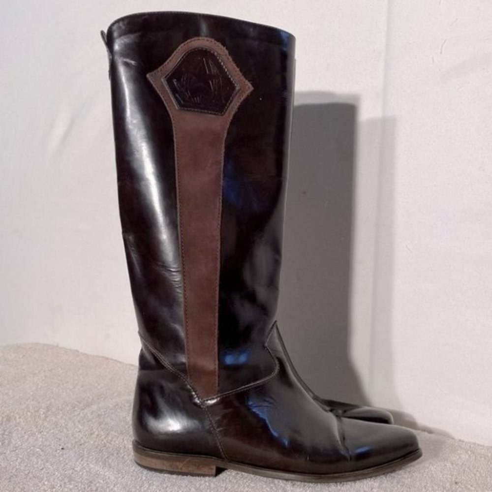 CHARLES David Brown Leather Riding Style Insulated Boots 85